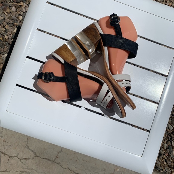 Justa Osadia designer sandals black and white leather size 40 - Picture 9 of 16